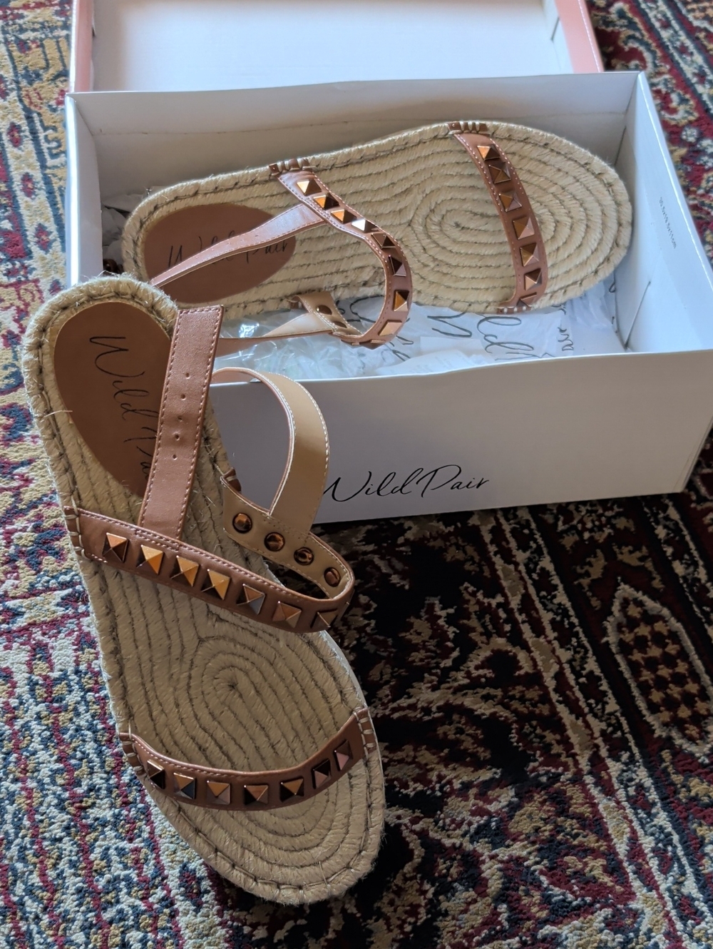 Wild Pair Bronze Pyramid-Stud Espadrille Sandals